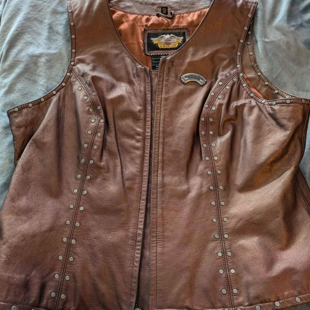 Harley-Davidson Women's Leather Vest with Stud Accents